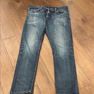 Uniqlo Blue Skinny Jeans with Vintage Distressed Look